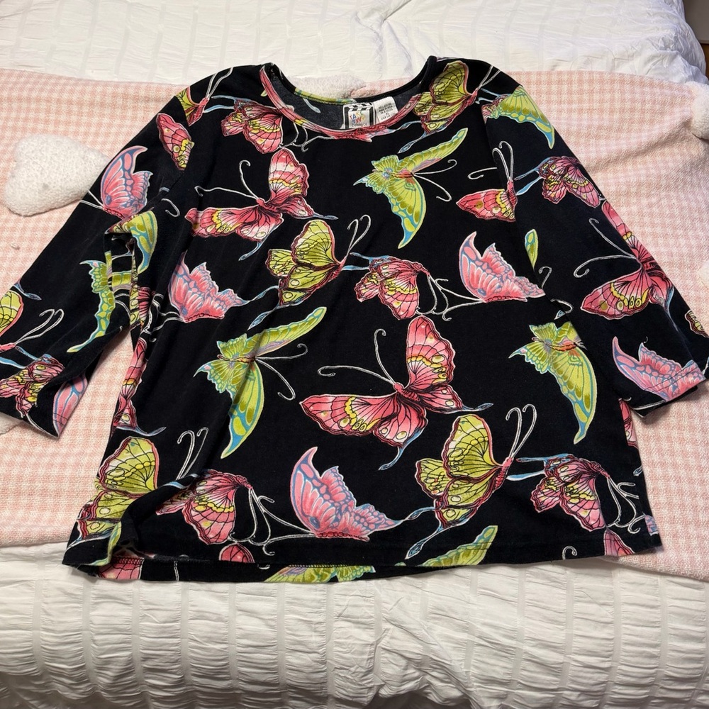 Colorful Butterfly Print Top